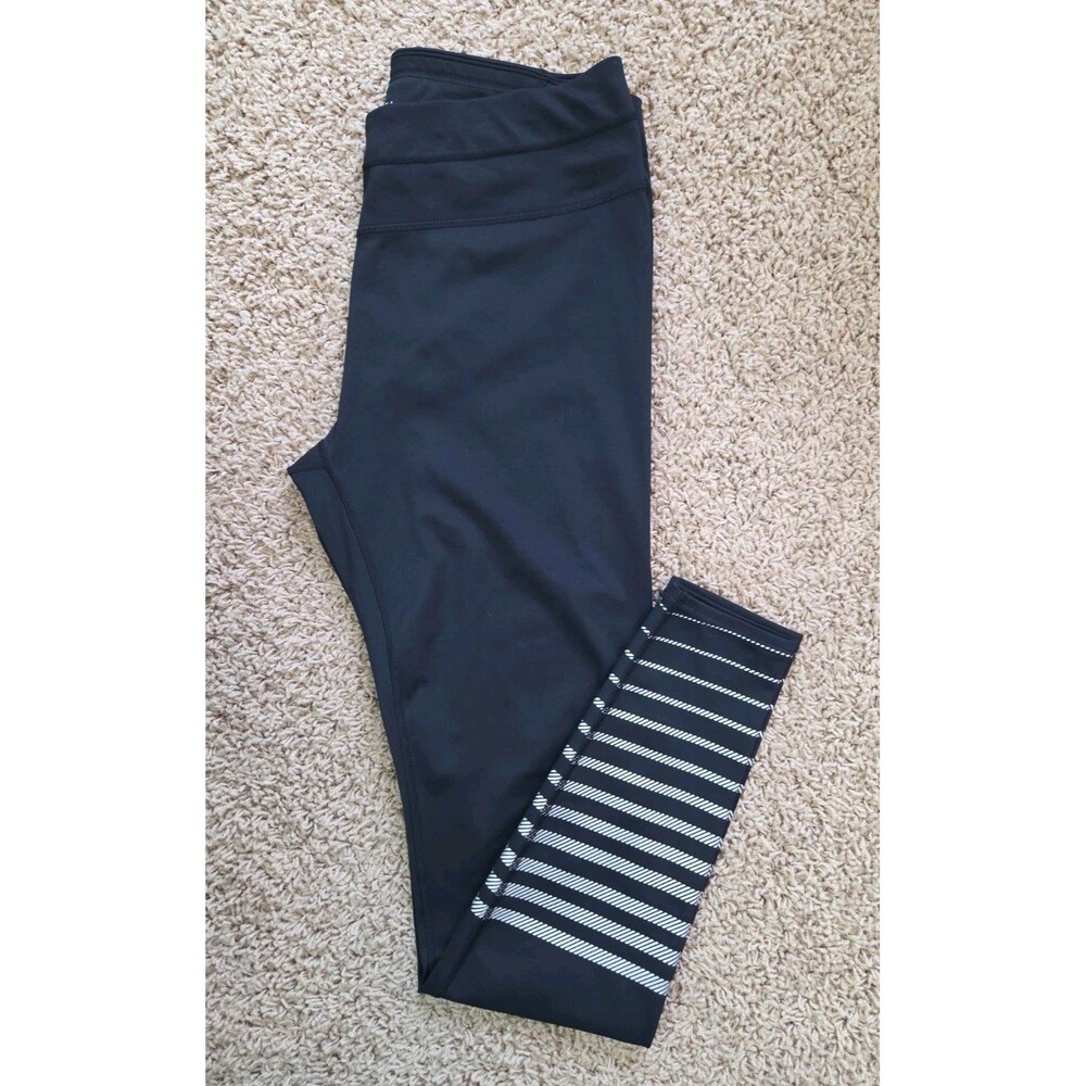 EUC Athleta | Size LT | Shine Stripe Sonar Leggings Black Silver 31” Inseam